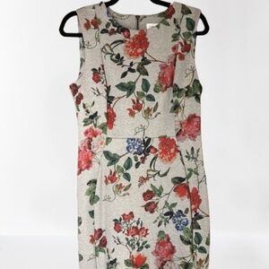 Calvin Klein gray floral midi length body con dress